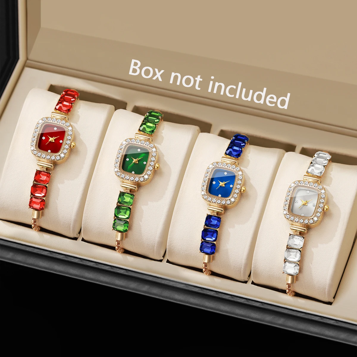 4pcs Women's Gift Watch Creative Pulling Rope Compact Exquisite Scale Dial Korean Edition Luxury Quartz Watch (Box Not Included)