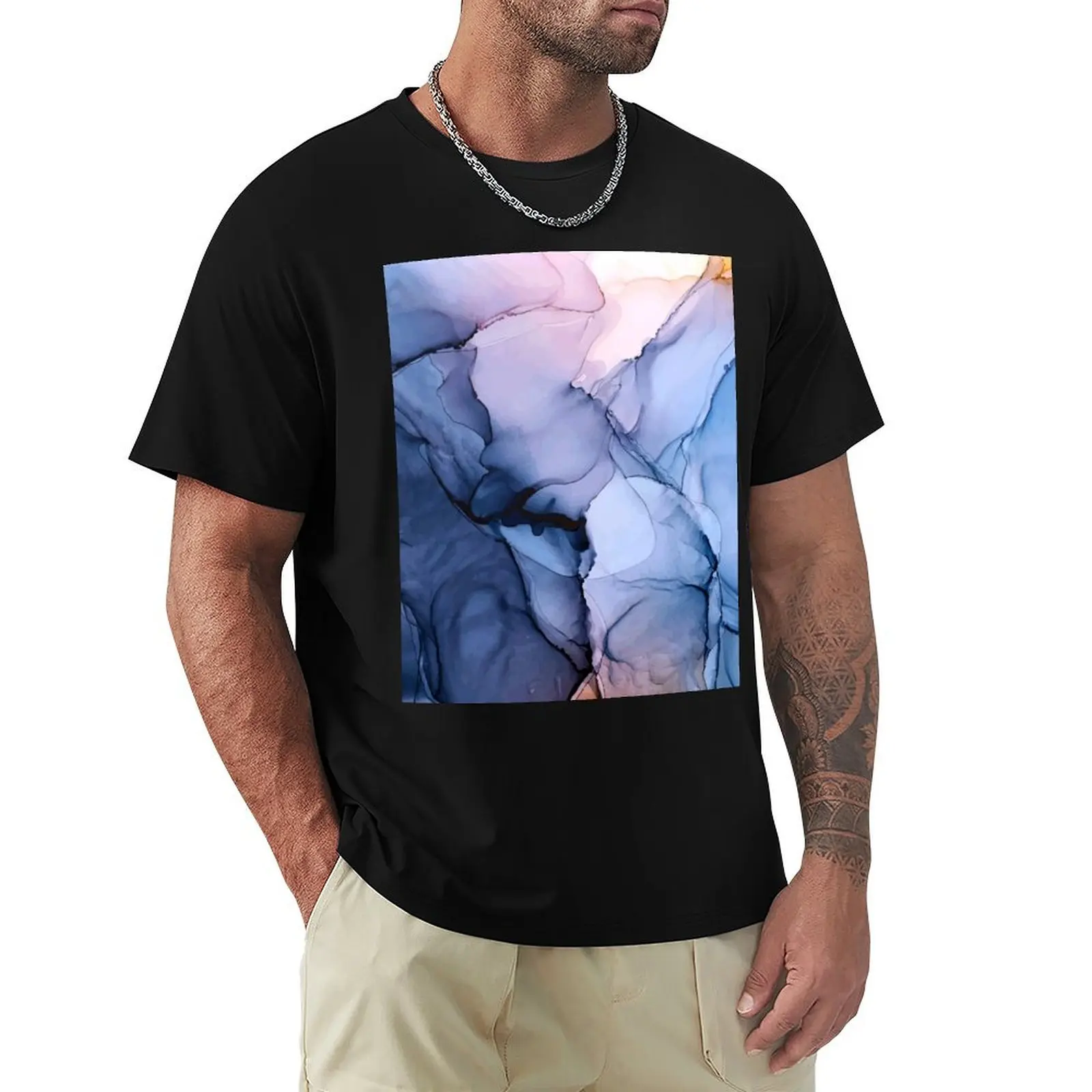 Captivating 1 - Alcohol Ink Painting T-Shirt Plus Size Street Style Tee