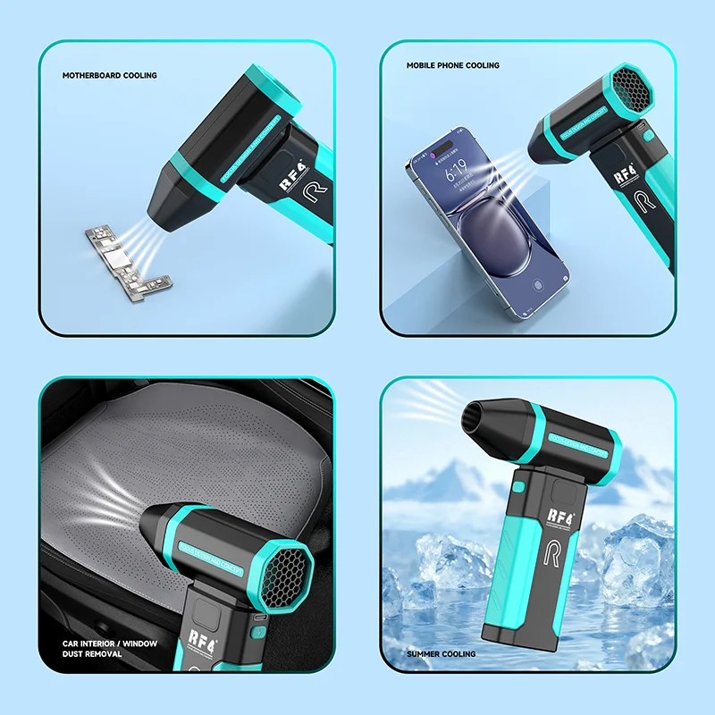 RF4 RF-P6 منفاخ الهواء المحمول 5 سرعات الرياح سق والعتاد ضوء الليل للهاتف اللوحة الأم إزالة الغبار والتبريد