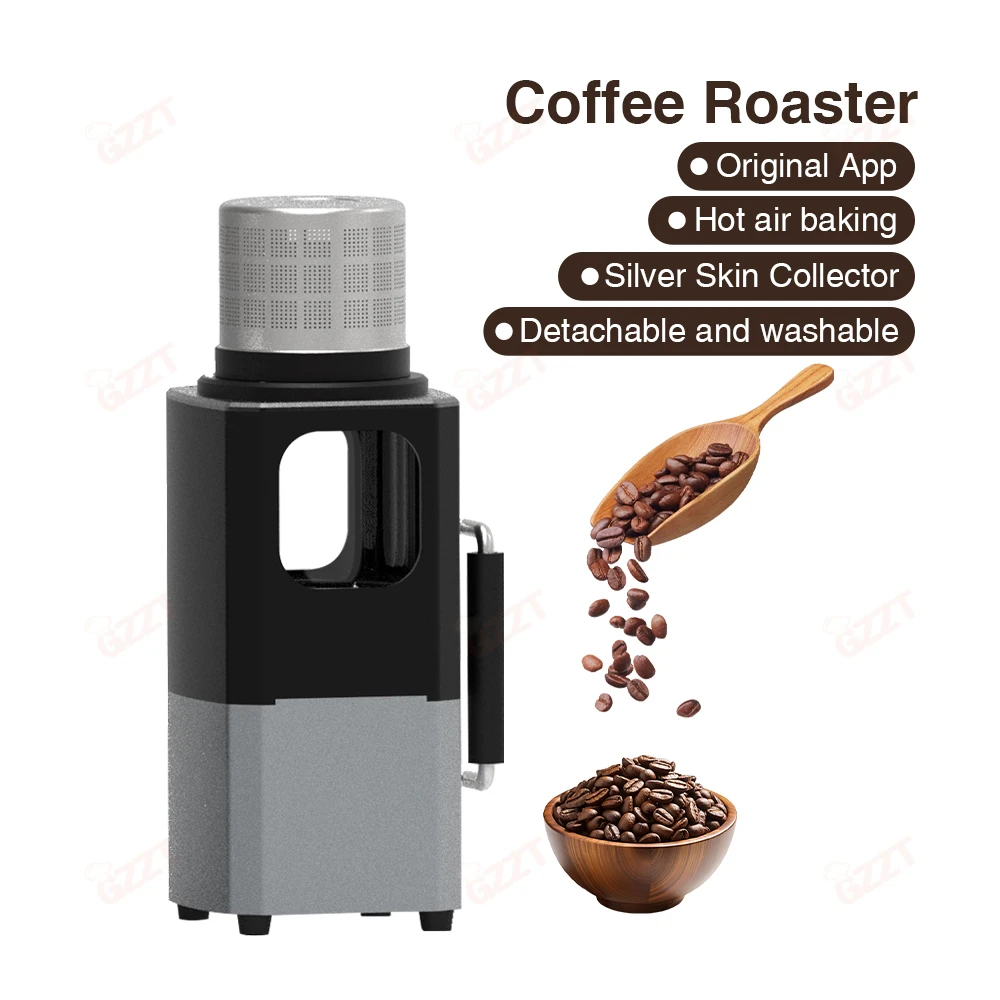 

GZZT 100g Electric Coffee Bean Roaster Rotary Hot Air Baking with Original App Built-in Selection Curve Library Coffee Roaster