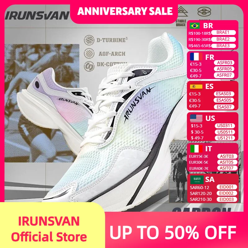 

T400 Platinum Carbon Fiber Running Shoes for Marathon & Road Running - IRUNSVAN Lightweight Stable Cushioned for Men & Women