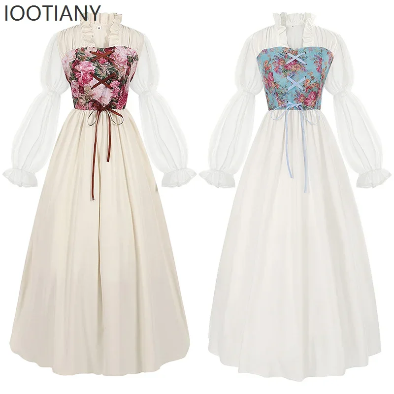 

CosplayMedieval Victorian Pirate Dress Fairy Witch Halloween Costume Vintage Floral Elegant Renaissance Dress Stage Cosplay Cost