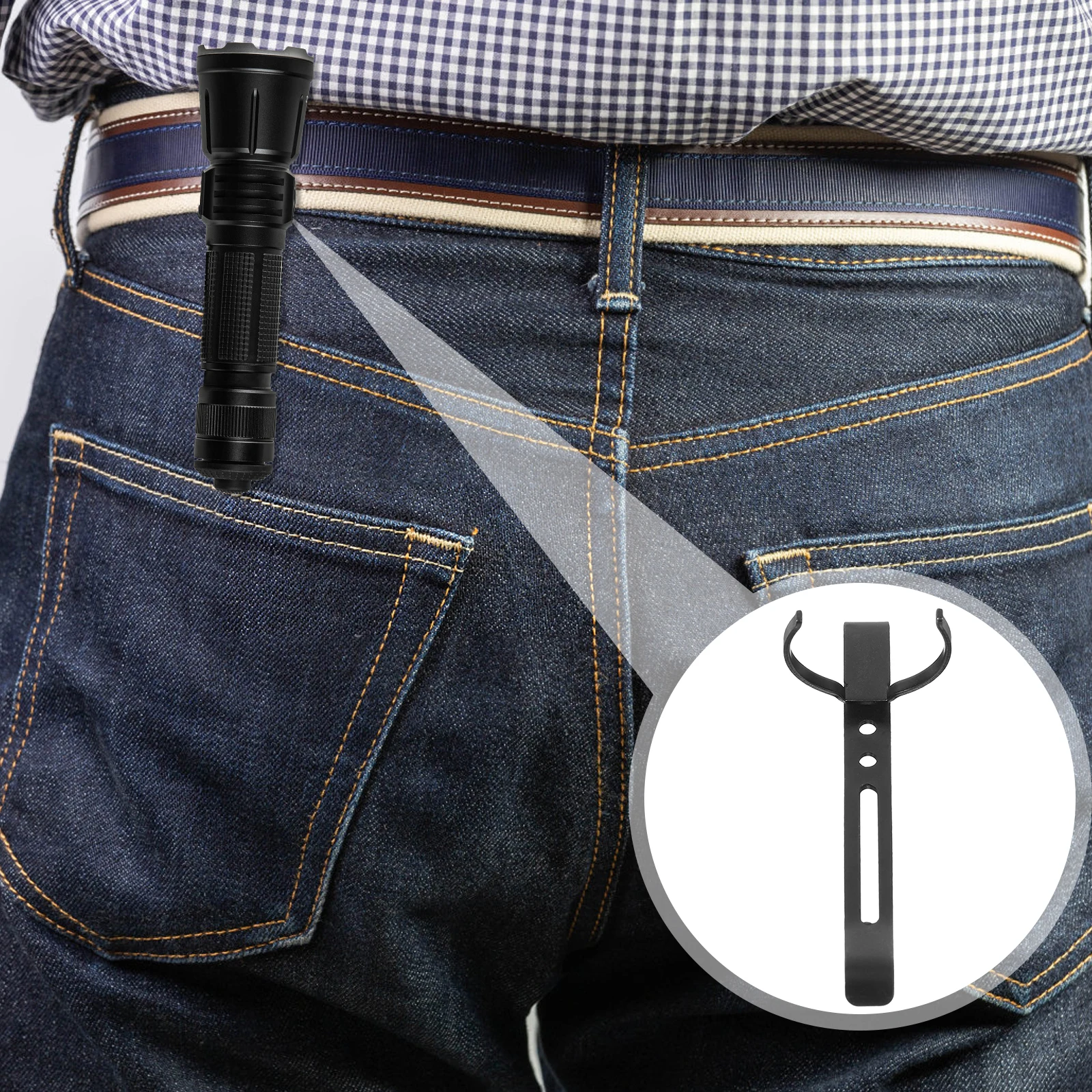 Flashlight Clip Small Portable Waistband Holder Belt Lamp Light Fixing Metal Clasp Hand Free Compact Durable Design Easy
