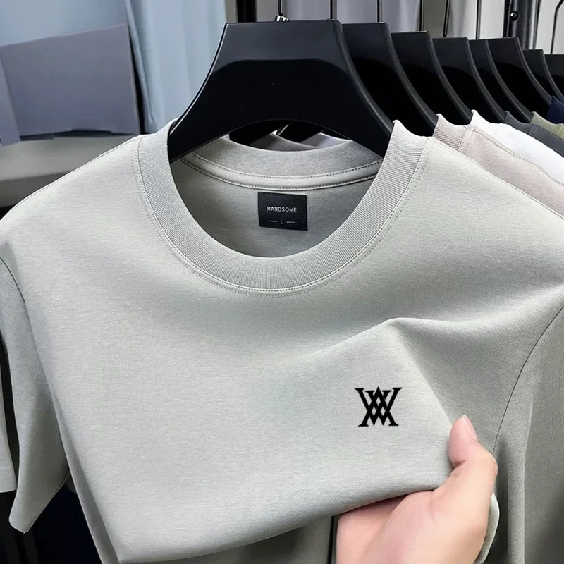 Hochwertiges Marken-T-Shirt für Herren mit Kurzarm, Bedrucktem Design, Rundhalsausschnitt, 2026 Sommer Neuheit, Baumwollmischung, Lässiges Einfarbiges T-Shirt – Detail 22