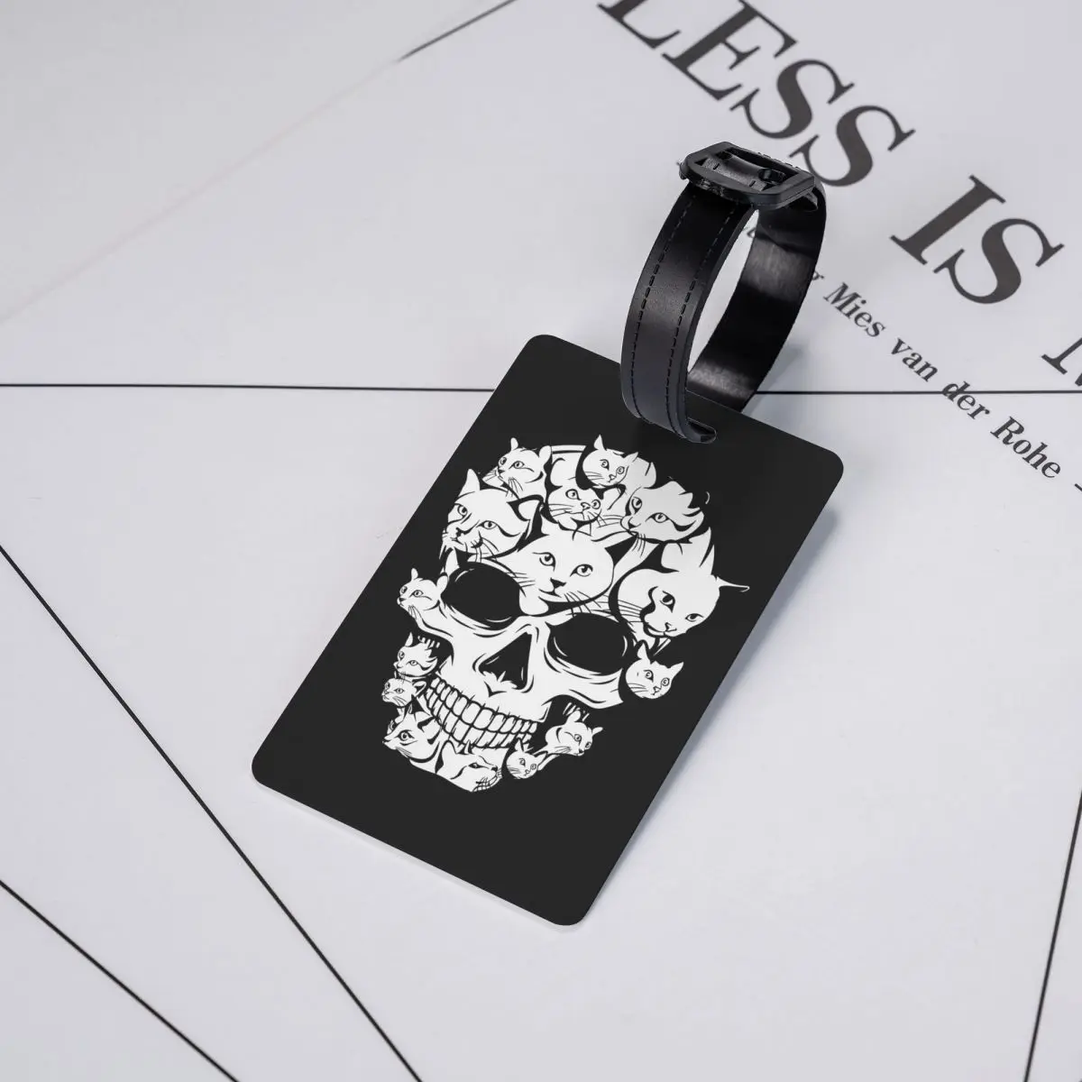 

Halloween Funny Cat Skull Cat Min Luggage Tags Suitcase Accessories Travel Baggage Boarding Tag Label Holder ID Name Address