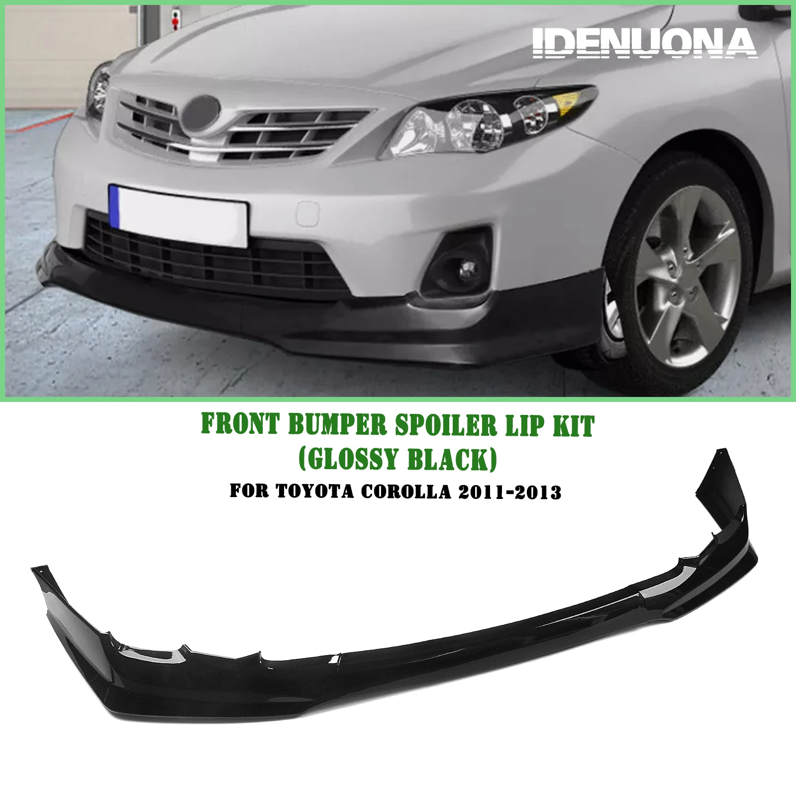 Kit de 3 peças para o para-choque dianteiro, spoiler inferior, divisor de ar, acabamento em fibra de carbono para Toyota Corolla L LE XLE Base 2011-2013 CE S XRS.