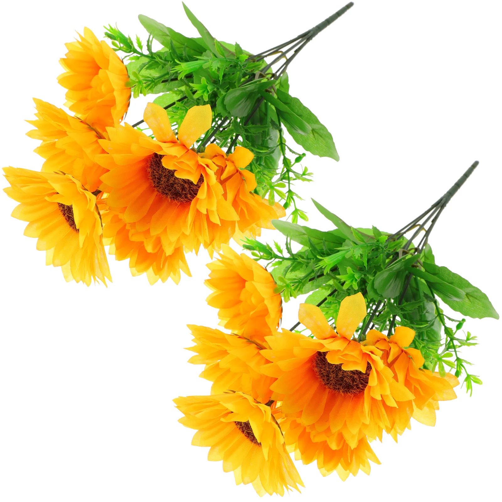 

2pcs Sunflower 7-Head Bunches Simulation Artificial Flower For Home Decors Diy Wedding Party Floral Arrangement Prop Yellow