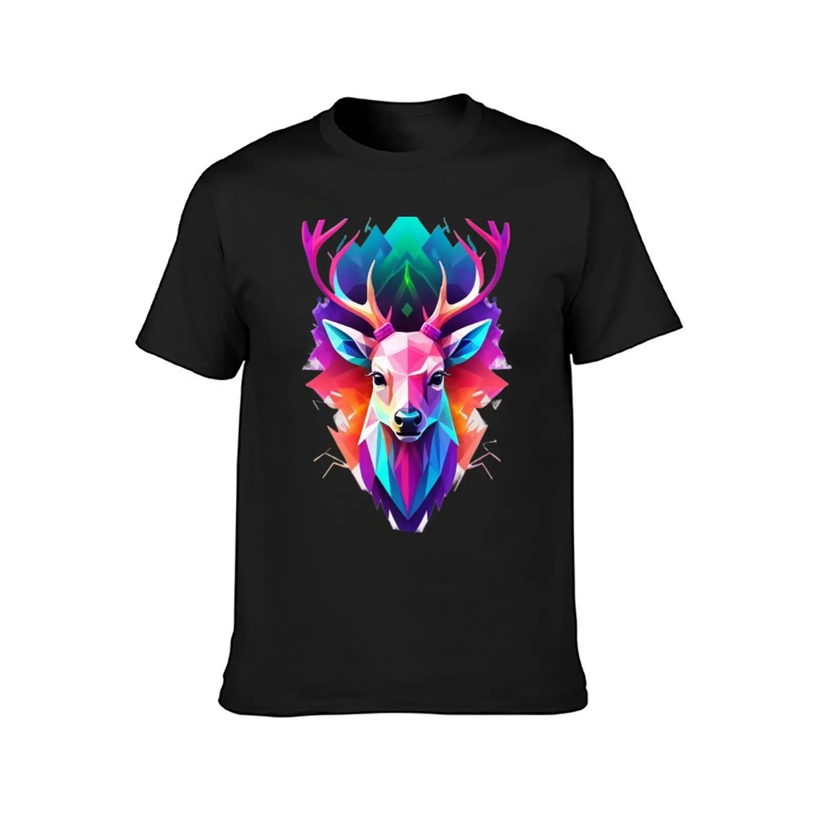 beautiful deer vibrant colors T-Shirt summer top blacks vintage mens vintage t shirts