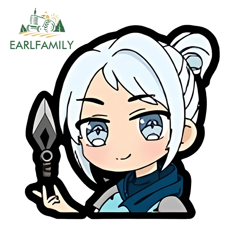 

EARLFAMILY 13 см x 13 см Jett Valorant Agent Chibi автомобильные аксессуары виниловые школьные устойчивые к царапинам автомобильные наклейки интересный Декор
