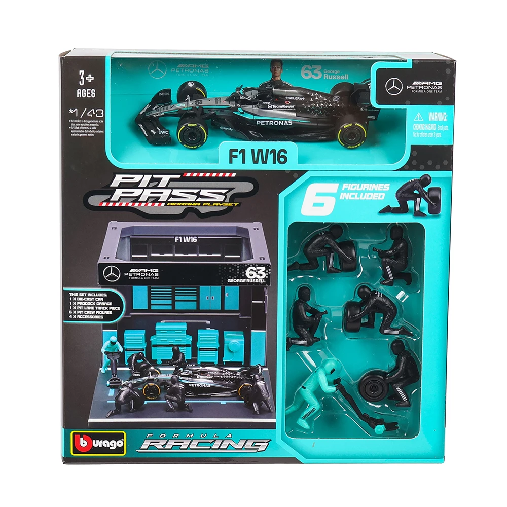 bburago-1-43-modellino-auto-in-lega-mercedes-benz-f1-w16-2025-diy-pit-house-63-george-russell-12-kimi-antonelli-giocattolo-in-metallo-pressofuso