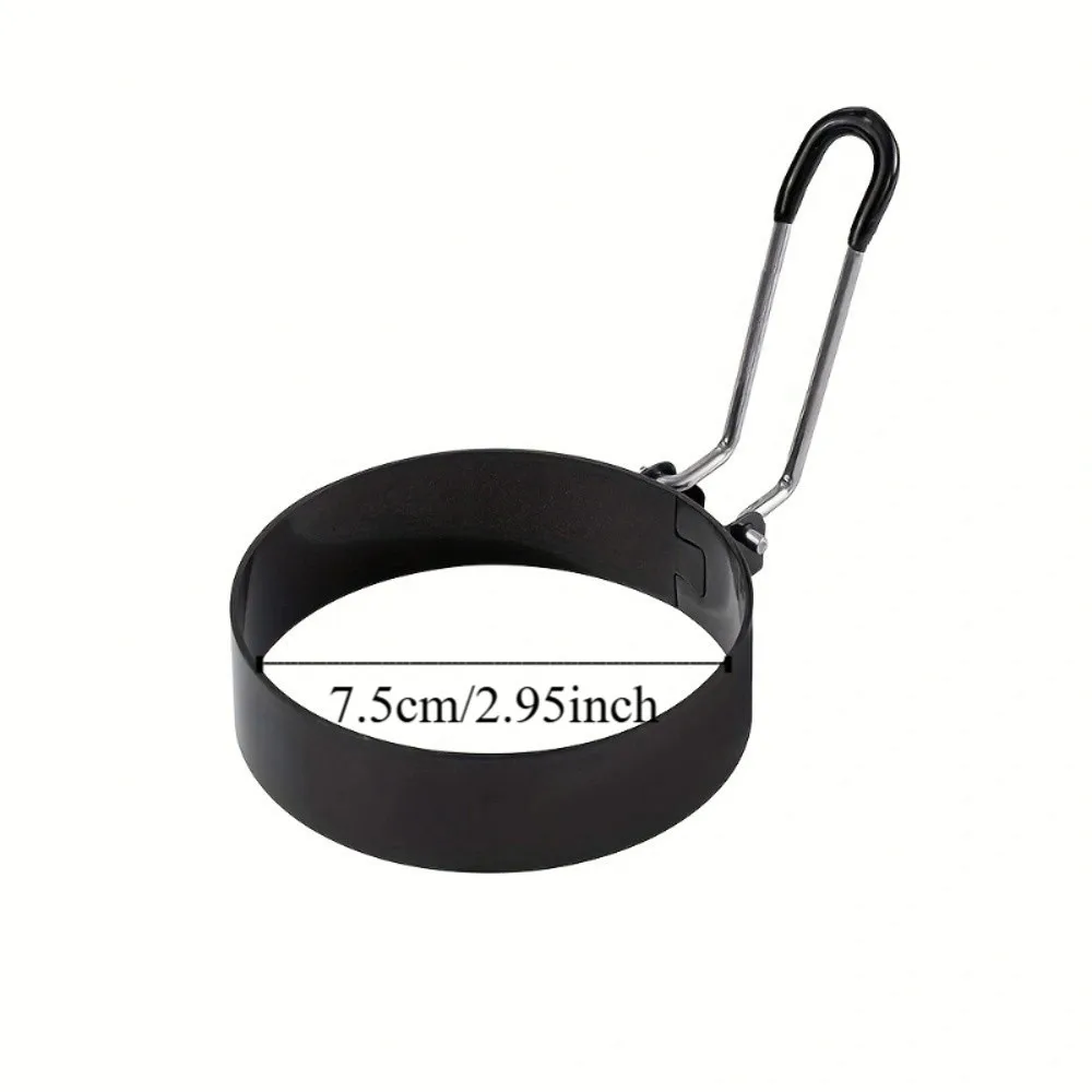 6pcs Kitchen Gadgets Stainless Steel Fried Egg Rings Round Foldable Handle Hamburger Patties Mold Nonstick Omelette Mold Home