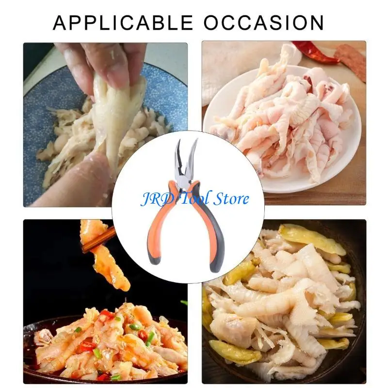 A2UD Multiuse Curved Nose Pliers Ergonomic Handle Kitchen Gadget Suitable for Deboning Chicken, Duck Feet Spring Loaded Tool