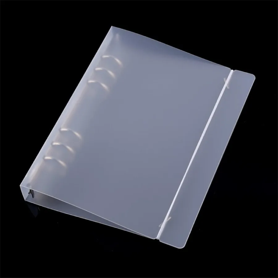 A5 6 Ring Binder Cover Clean Transparent Soft PVC for Refillable Notebook Shell withMatte surfacefotamp and Die Storage