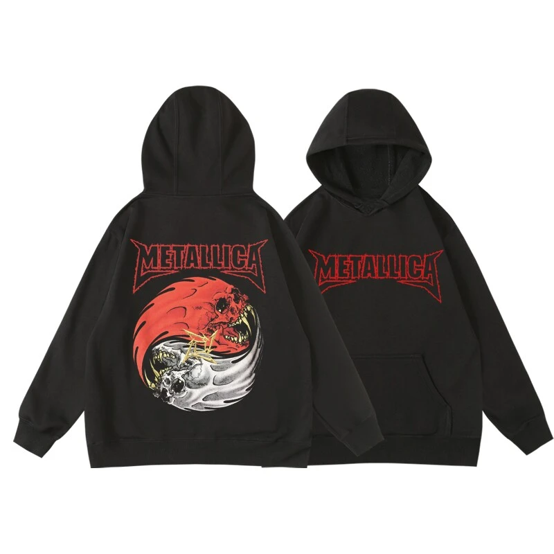 2026 New Metallica Band Print Hoodie - Retro Style - Suitable for Both Men and Women - Fall/Winter Hoodie - Halloween
