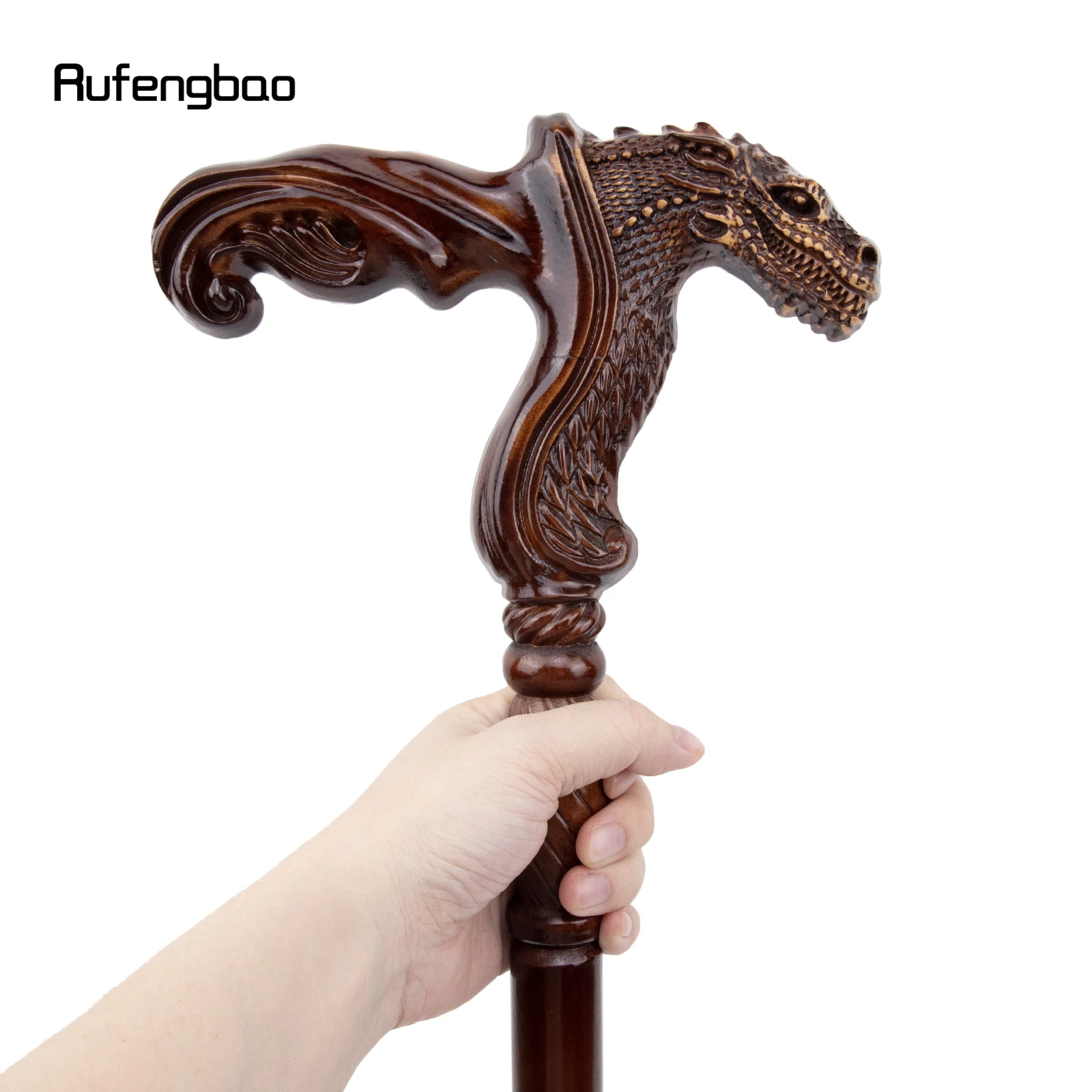 Dinosauro marrone legno moda bastone da passeggio decorativo vampiro Cospaly partito legno bastone da passeggio Halloween mazza bacchetta Crosier 93cm