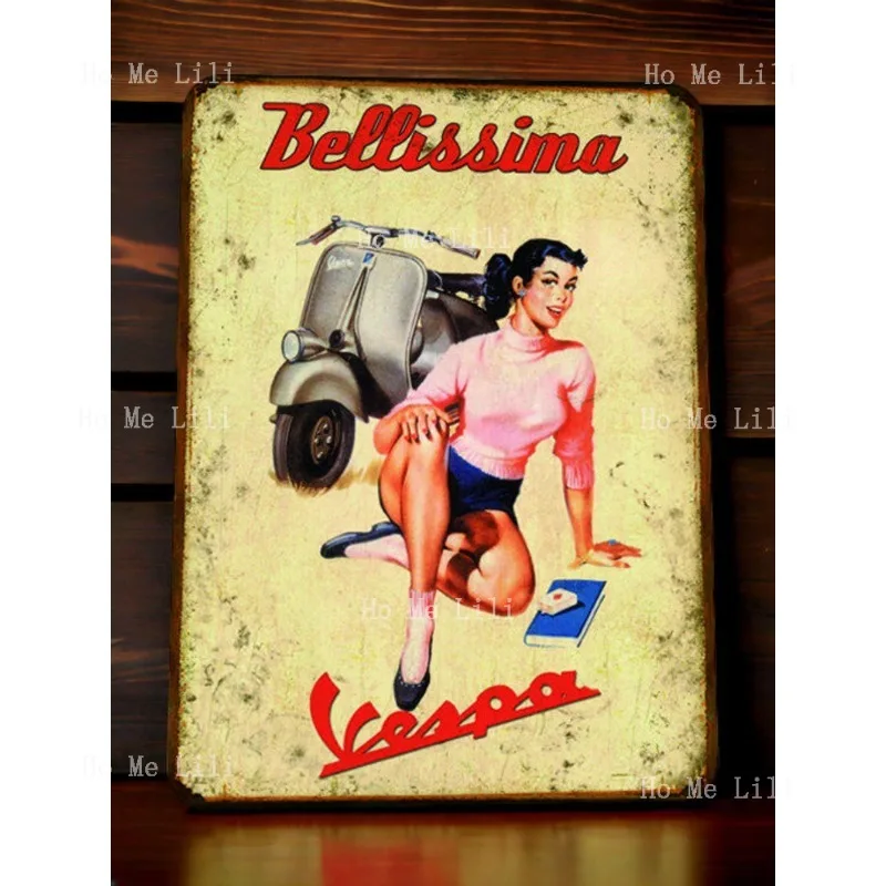 Letrero Placa Metálica Vintage VESPA Bellissima