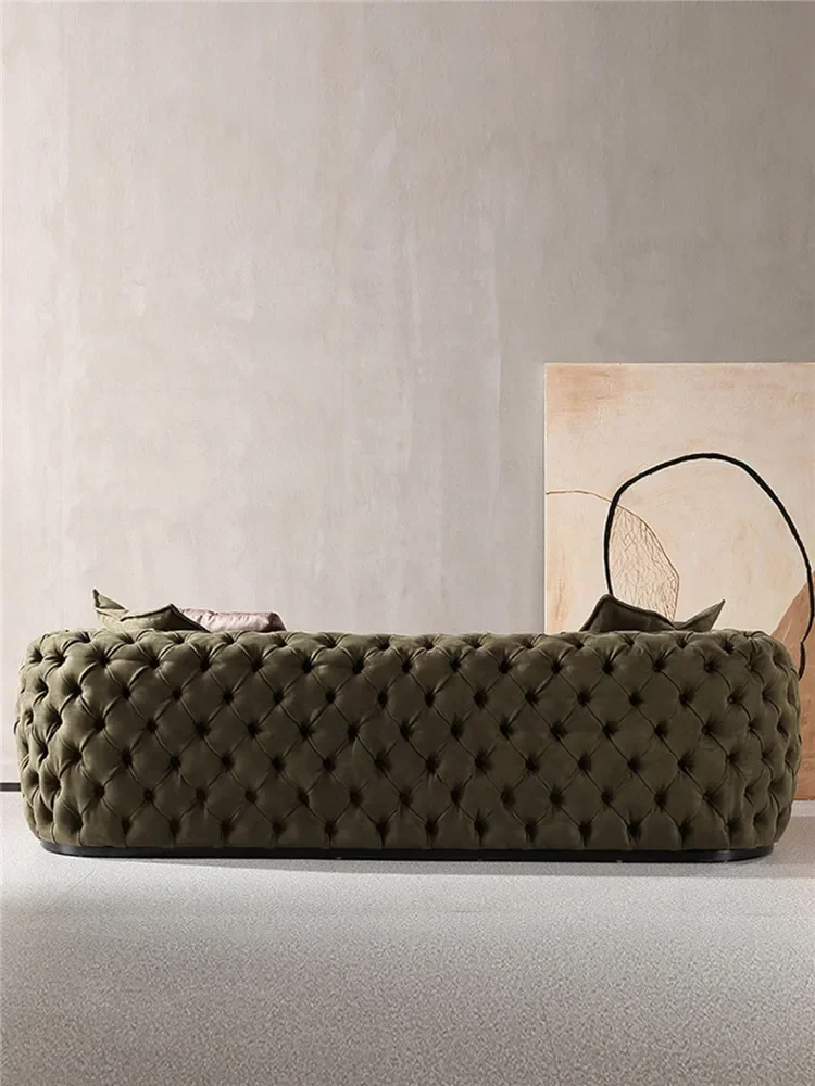 Lunar surface pull-up sofa, light luxury matte leather straight row