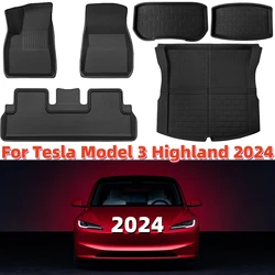 For Tesla Model 3 Highland 2024 XPE Floor Mats & Cargo Liners. All Weather Trunk Floor Mat Waterproof Left & Right Hand Drive