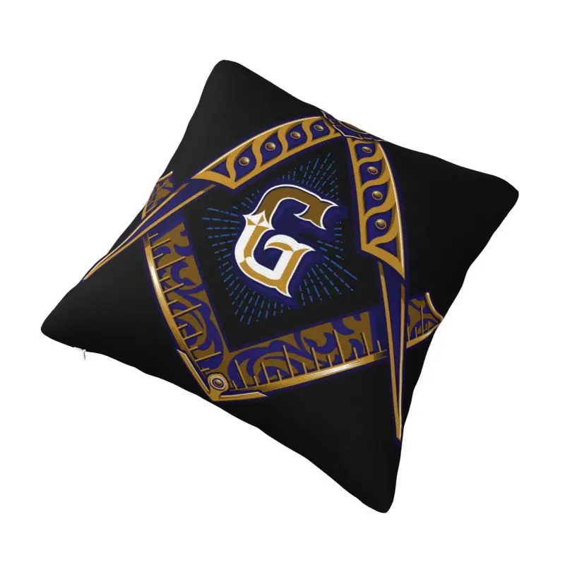 Custom Freemason Symbol Masonic Square Luxury Throw Pillow Cover Mason Freemasonry Cushion Cover