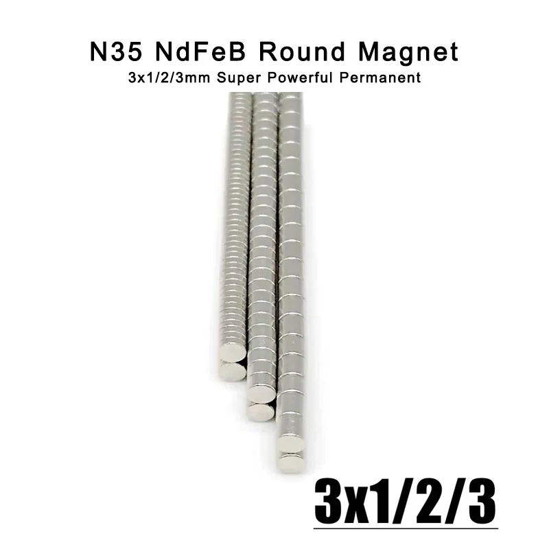 100-3000pcs 3x1 3x2 3x3mm Dia 3mm Round Magnets N35 Neodymium Magnetic 3*1 3*2 3*3 Home Organization, Office Fastening