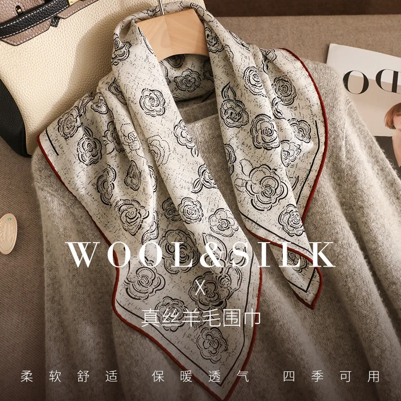 

Neck Warmer Women Winter Scarf Luxury Wool and Silk Scarf Winter Designer Soft Women'S Fashion Scarves Headscarf Gift