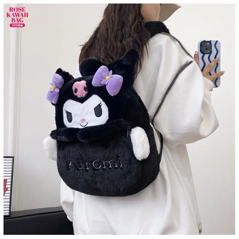 

Kawaii Kuromi Backpack Sanrio Plush Bag High Capacity Cute Girl Heart Japanese Plush Kuromi Backpack Sanrio Bag Child Girls Gift
