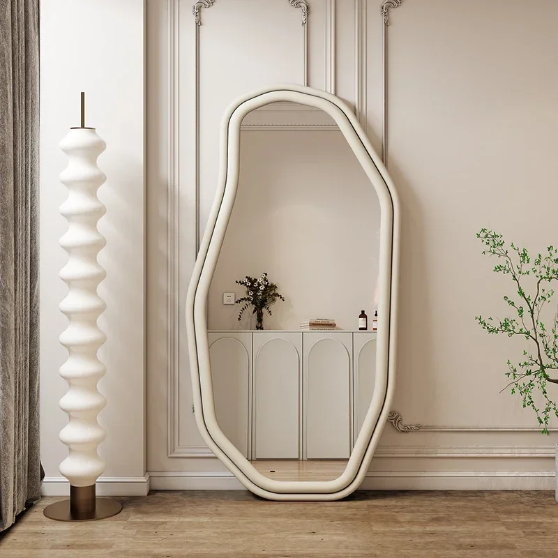 Irregular Full Body Mirror Aesthetic Large Wavy Fashion Standing Mirror Luxury Bedroom Design Spiegel Room Decor GXR35XP