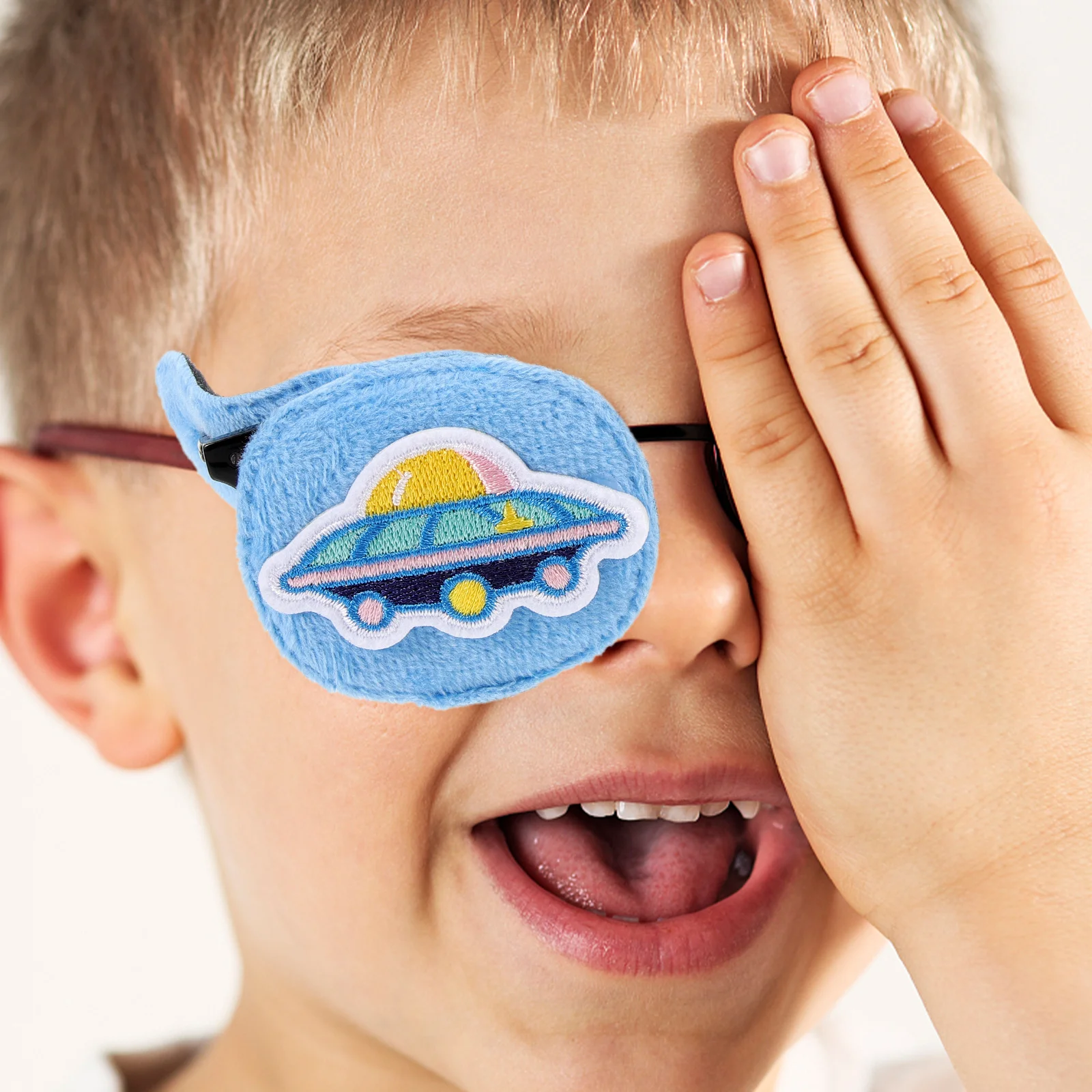 

4pcs Patches Strabismus Correction Amblyopia Patch Adjustable Elastic Band Non-Woven Fabric Light Blocking Training