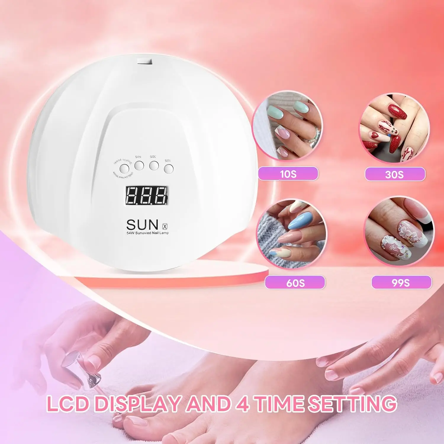 YIKOOLIN 54W UV LED Nail Lamp With 36 Lamp Quick Dry Nail Polish Dryer with 4 Timer Options for DIY Nail Art And Gel Nails