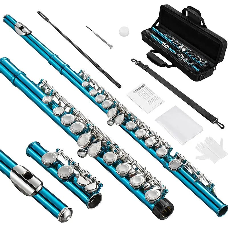 Flauta, flauta de tubo fechado em Ré com 16 chaves, ideal para estudantes, iniciantes e músicos avançados, acompanha kit de