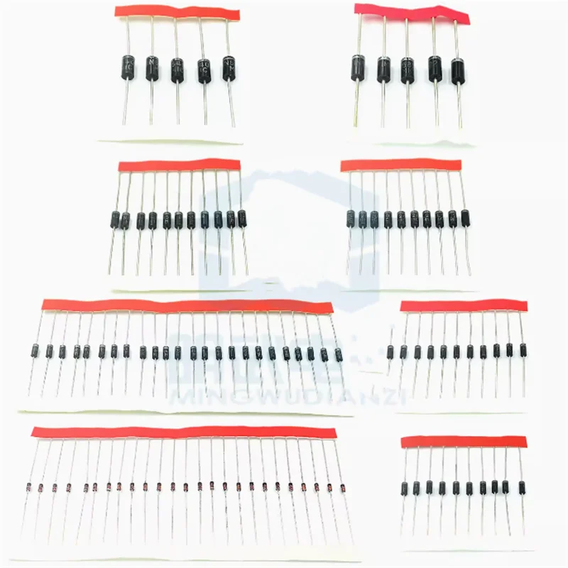 

New Original Eight kinds of commonly used diode packages are directly inserted, including 1N4007 1N4148 1N5819 FR107 5408 kinds.