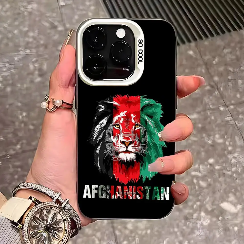 Capa de telefone com bandeira afegã, para iphone 17 pro max 16 pro max 15 14 13 11 12 mini xs x xr 7 8 plus se cor prata capa