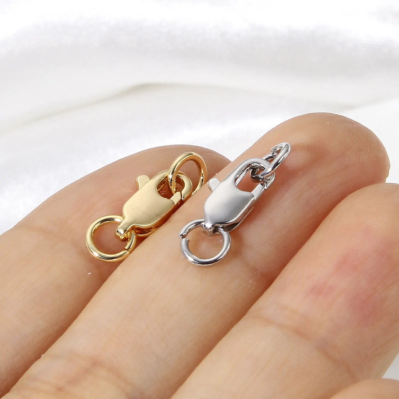 5PCs Copper Lobster Clasps Hooks Connectors With Open Jump Ring For Jewelry Making Diy Bracelet Necklace Craft Findings 17*5.5mm