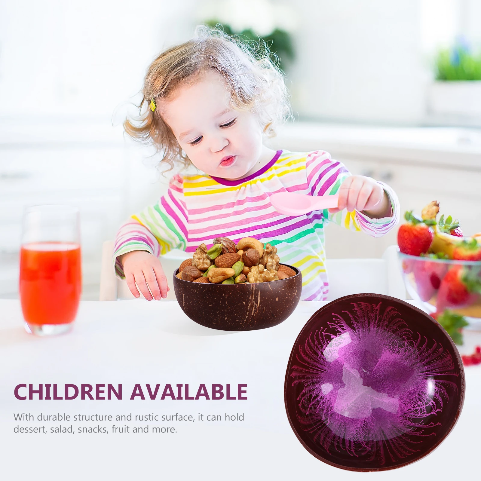 

1Pcs Coconut Shell Bowl Unique Pattern Key Storage Board Home Ornament Decorative Bowl Home Decoration Key Container