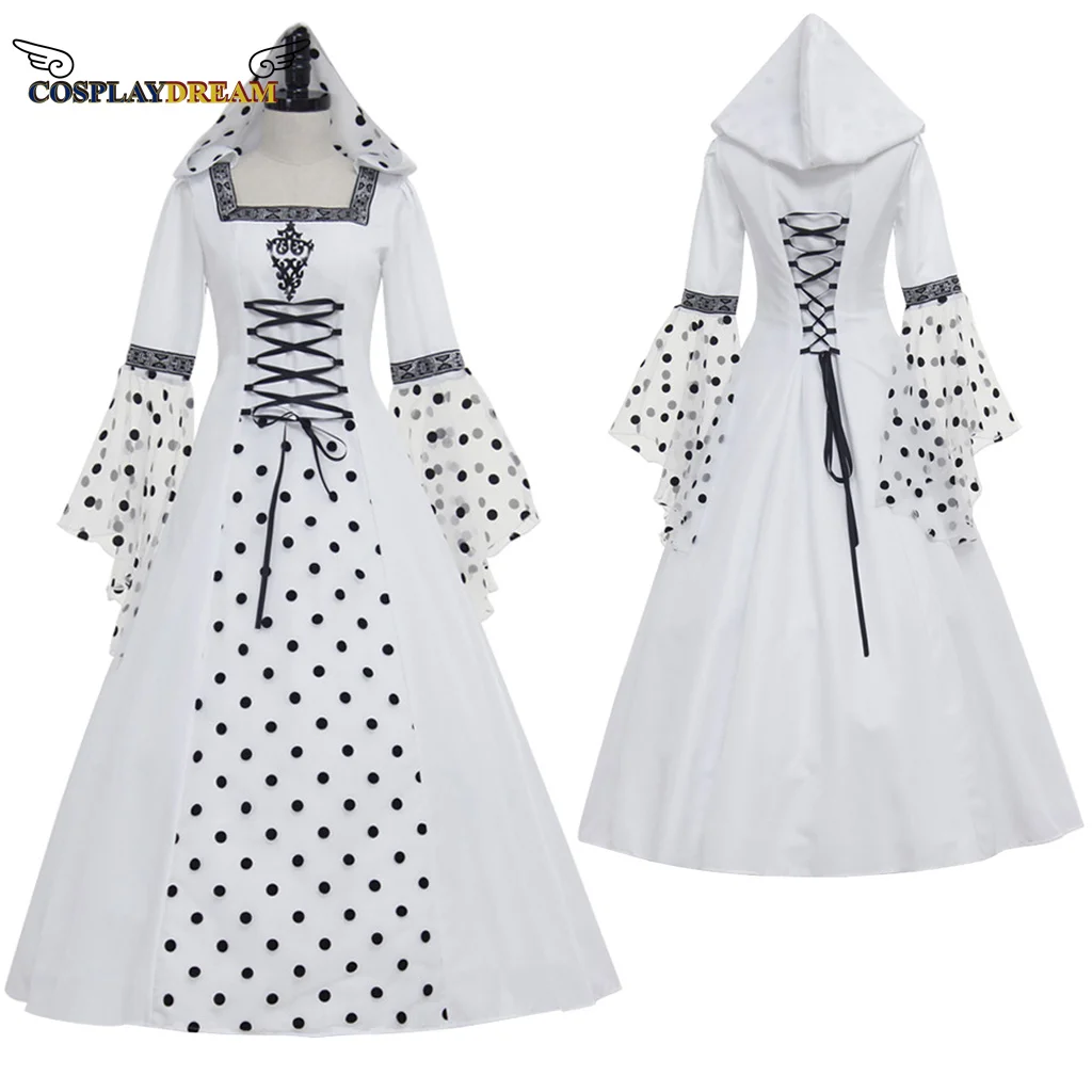 

Medieval Retro Southern Dress Halloween Women's Cosplay Court Noble Robe Ancient Bell Sleeve Princess Costume Hooded Dress