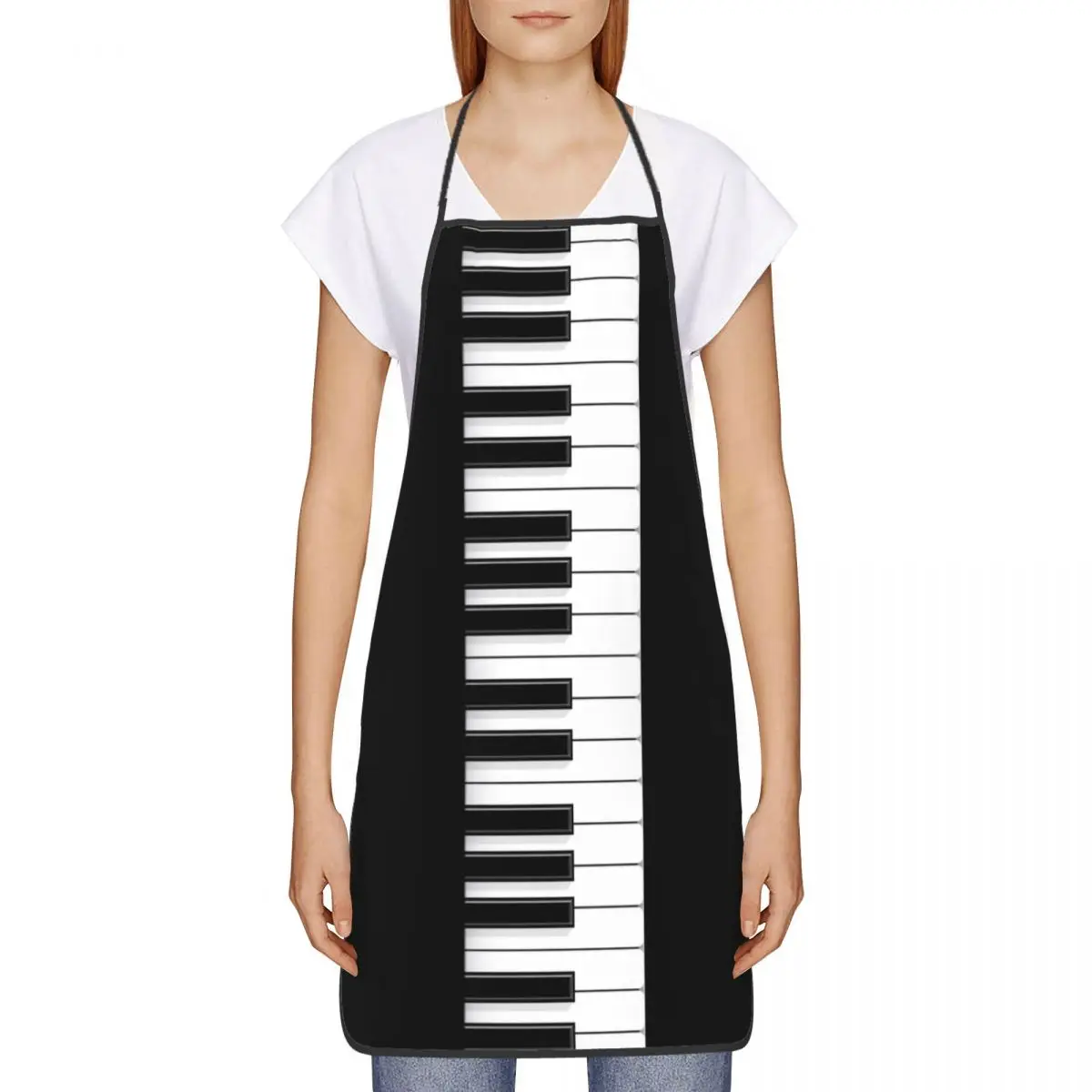 Custom Unisex Piano Keyboard 025 Bib Apron Adult Women Men Chef Tablier Cuisine for Kitchen Cooking Gardening