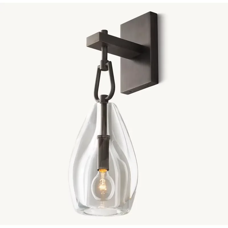 Modern Iron Crystal Wall Lamp for Living Room Background Wall Bedside Botanist Flute Sconce Halogen Bulbs Minimalist