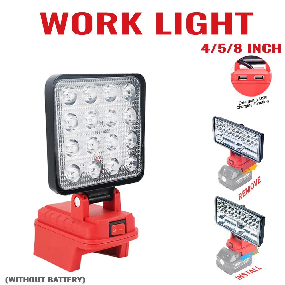 Portable LED Lamp Working Light for Milwaukee 18V M18 Battery Emergency Floodlamp Camping Flashlight Handheld Cordless LED Torch
