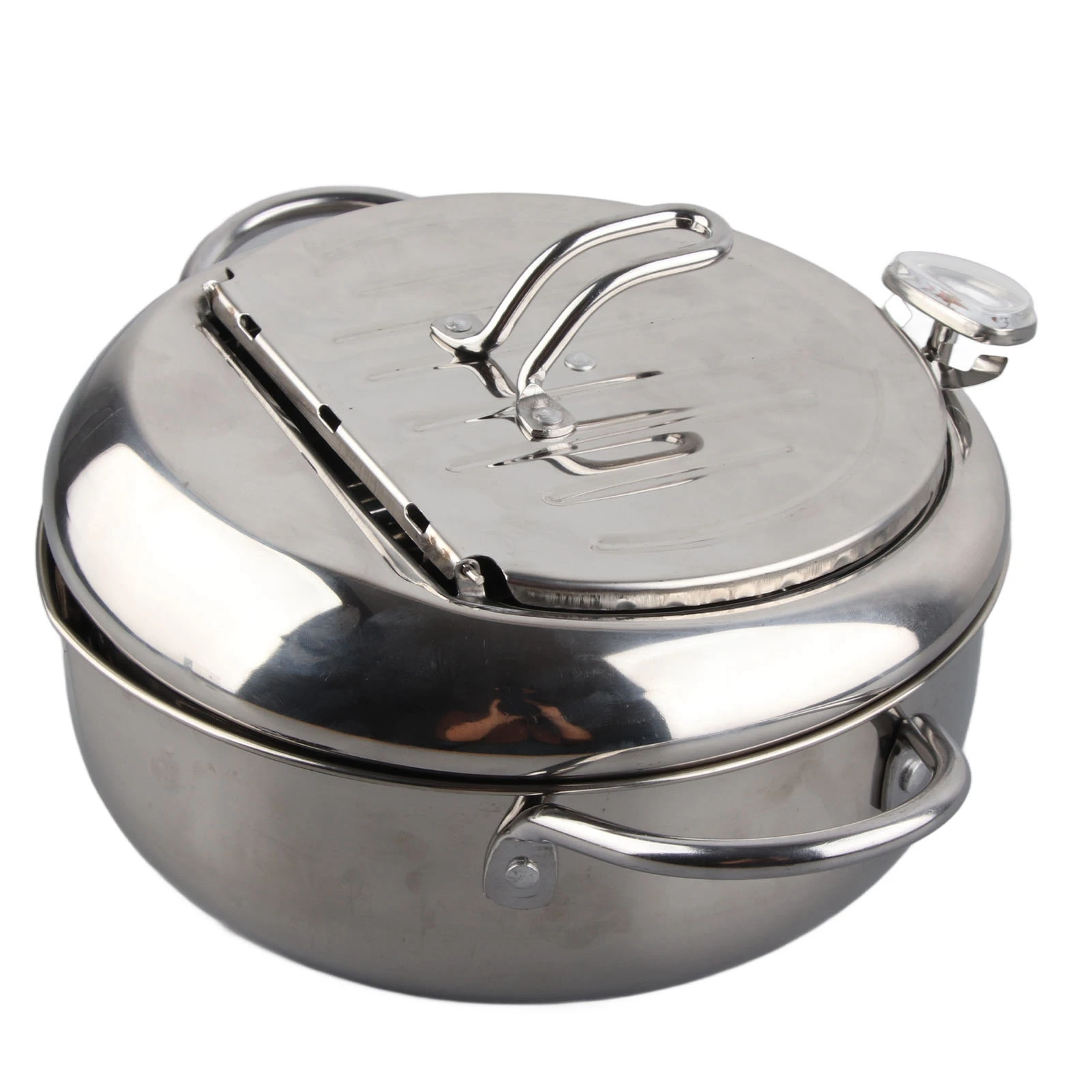 Fryer Pot Mini Frying Pot Japanese  Mini Stainless Steel Frying Pot with Thermometer Induction Cooker Compatible Frying Pot