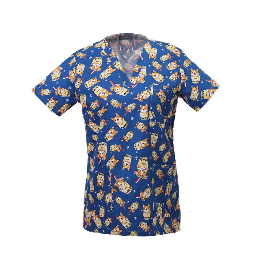 Nuovi vestiti stampati, tuta per lavare le mani da dottore divisa a maniche corte, sala chirurgica estiva in cotone sottile