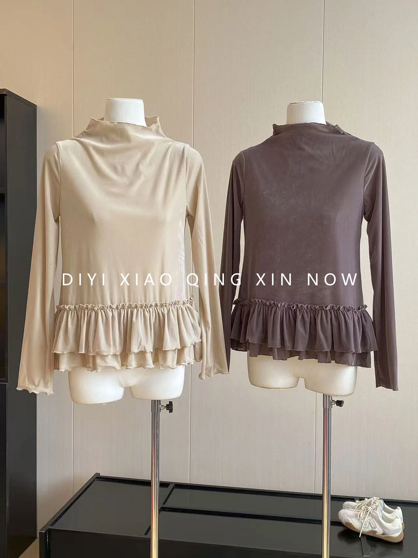 Slim Fit High Collar Long Sleeve T-Shirt Women's Commute Style Base Layer Shirt Polyester Fiber 2026 Winter Collection