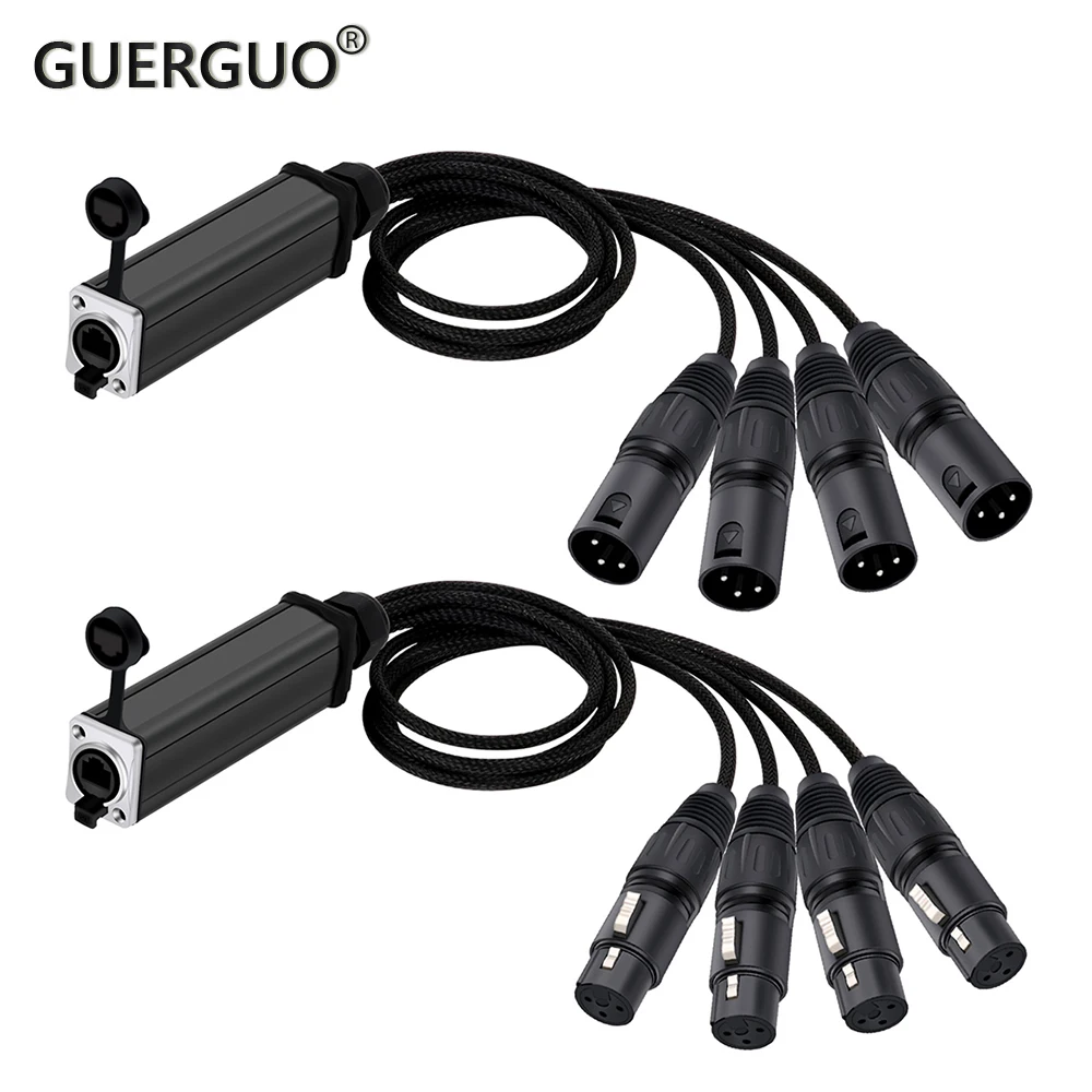 0.5M-5M Pair of Audio Snake 4 Channel 3Pin XLR to RJ45 CAT5 Multi Network Breakout for Stage Sound Lighting and Recording Studio