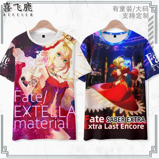 Anime Fate/EXTELLA Nero Claudius Short Sleeve T-shirt Summer Cosplay Costume Casual Student Loose Tops