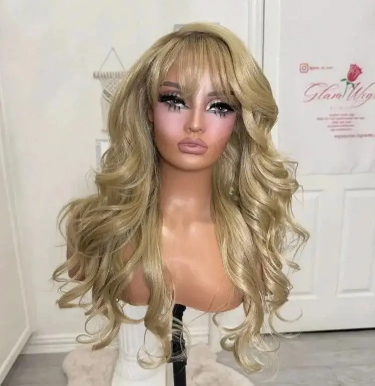 باروكات بدون صمغ شعر صناعي أومبير كراميل بني 13*4 HD باروكات دانتيل شفافة مع الانفجارات زي موجة الجسم امرأة تأثيري استخدام #4