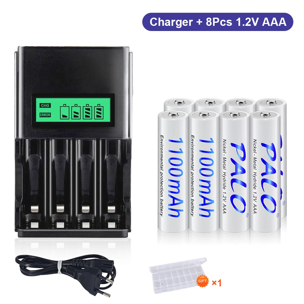 

PALO 1.2V 1100mAh AAA Rechargeable Battery NIMH 3A AAA Batteries For Flashlight toy camera Toys with AA AAA battery charger