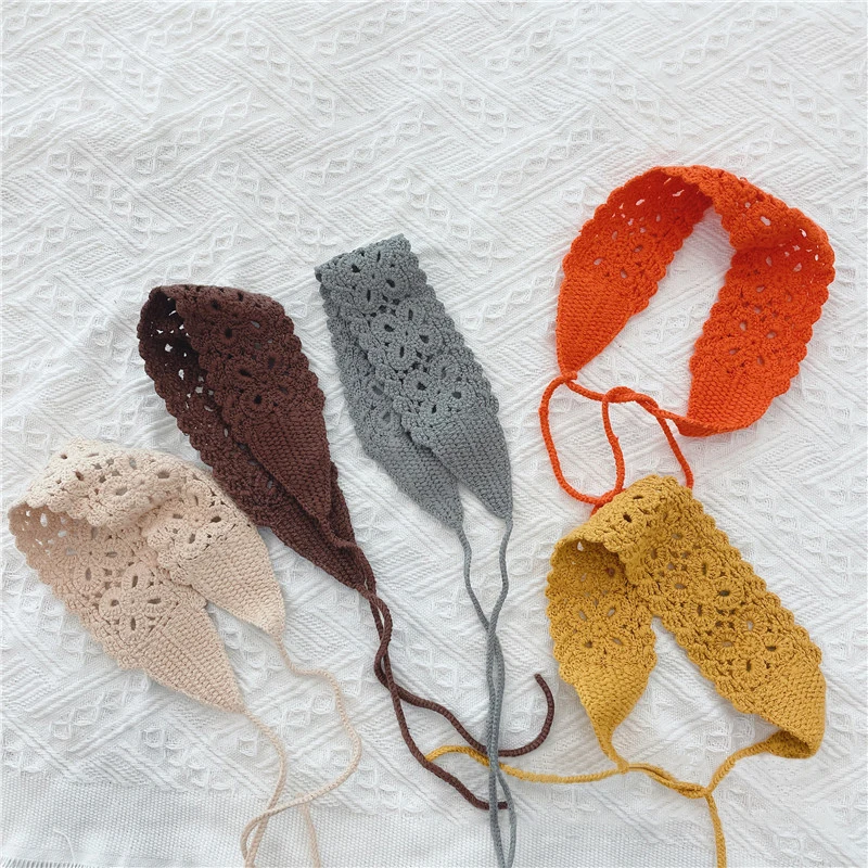 New Crochet Hair Band Women French Headscarf Knitting Headbands Wide Elastic Hairbands Fashion Hair Accessories