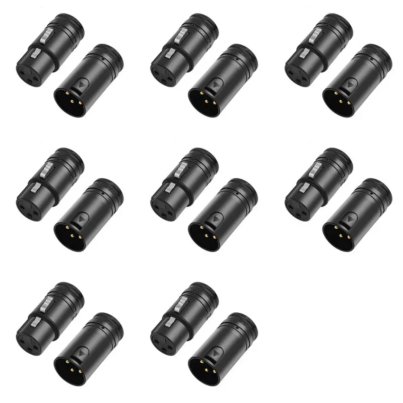 A96T 16X Male & Female Compact XLR Microphone Solder Adapter Adjustable 90° 3Pin XLR Solder Connector 3 PIN XLR Ends