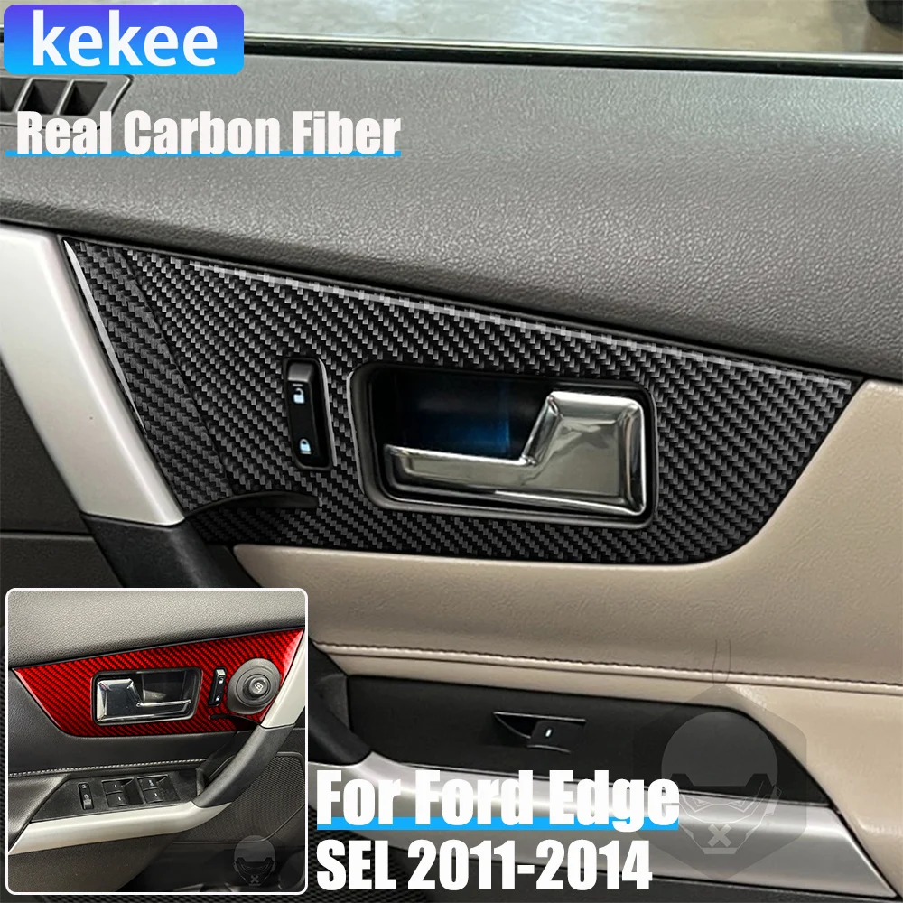 

Real Carbon Fiber Car Accessories Front Door Handle Panel Trim Cover Soft Sticker For Ford Edge SEL 2011 2012 2013 2014