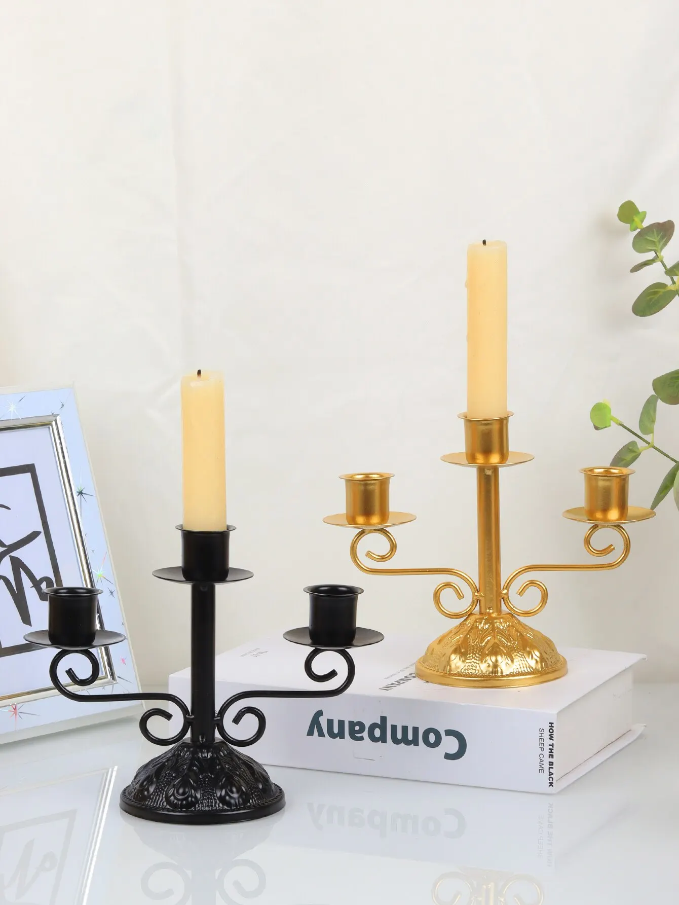 1pc European Vintage Candlestick Decoration Dining Table Romantic Candlelight Dinner Props Western Food Nordic Candlestick