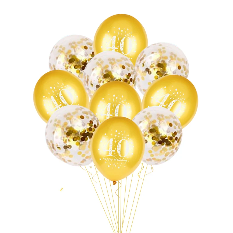 Latex Verjaardag Ballon 12 inch Confetti Ballonnen 30 40 50 60 Jaar Oud Verjaardagsfeestje Volwassen Verjaardag decor Folie Helium Ballon